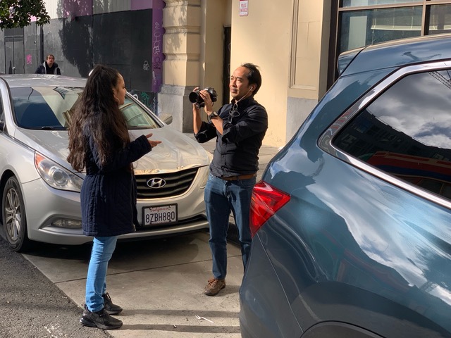 BECA Faculty Andrew Hongo Recording an Interview