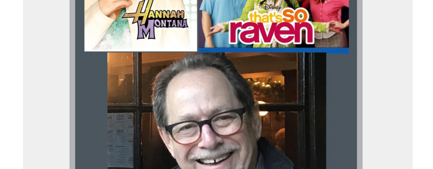 Michael Poryes pictured with posters from Hannah Montana and That's So Raven